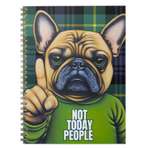 Funny Grumpy French Bulldog Plaid Not Today