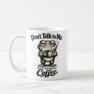 Funny Grumpy Frog Drinking Coffee Mug