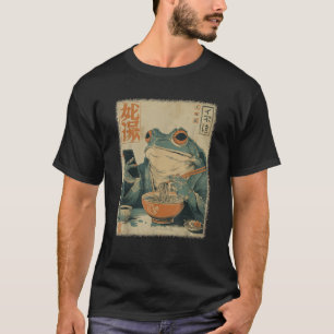 Funny Grumpy Frog Eat Ramen And Scroll Phone T-Shirt