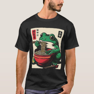 Funny Grumpy Frog Ramen Sumi e Kawaii Ink Painting T-Shirt