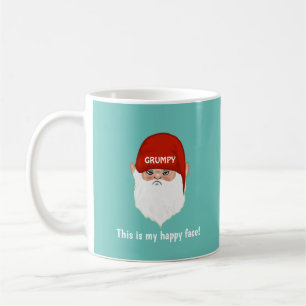 Funny Grumpy Gnome Face on Teal Coffee Mug