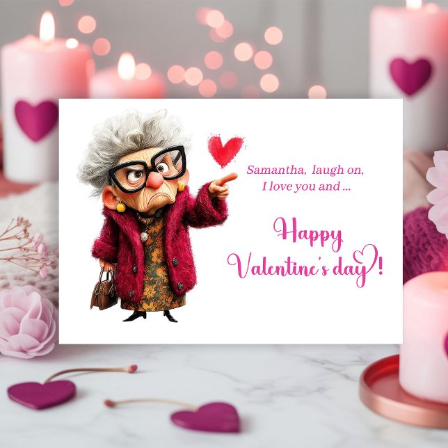 Funny Grumpy Lady Making Faces Valentine Holiday Card (Funny Grumpy Lady Making Faces Valentine

)
