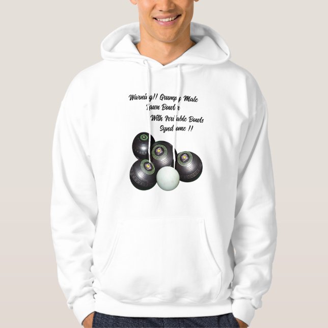 Funny Grumpy Male Lawn Bowler, Hoodie (Front)