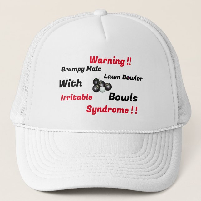 Funny Grumpy Male Lawn Bowler,  Trucker Hat (Front)