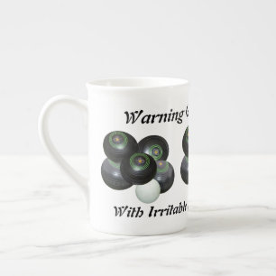 Funny Grumpy Man At Lawn Bowls Design,  Bone China Mug