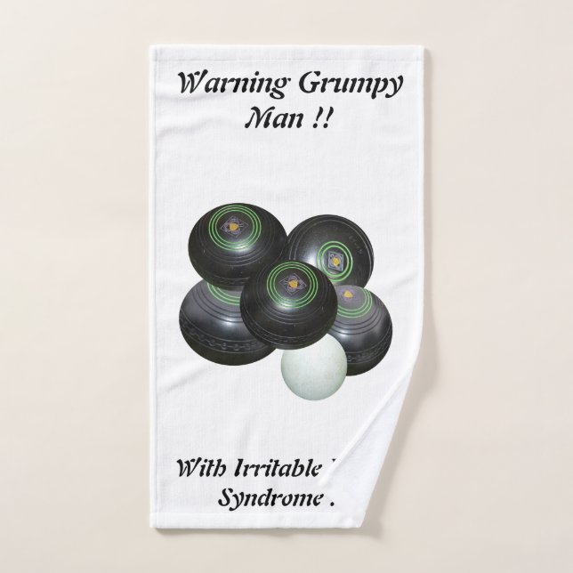 Funny Grumpy Man At Lawn Bowls Design,  Hand Towel (Hand Towel)
