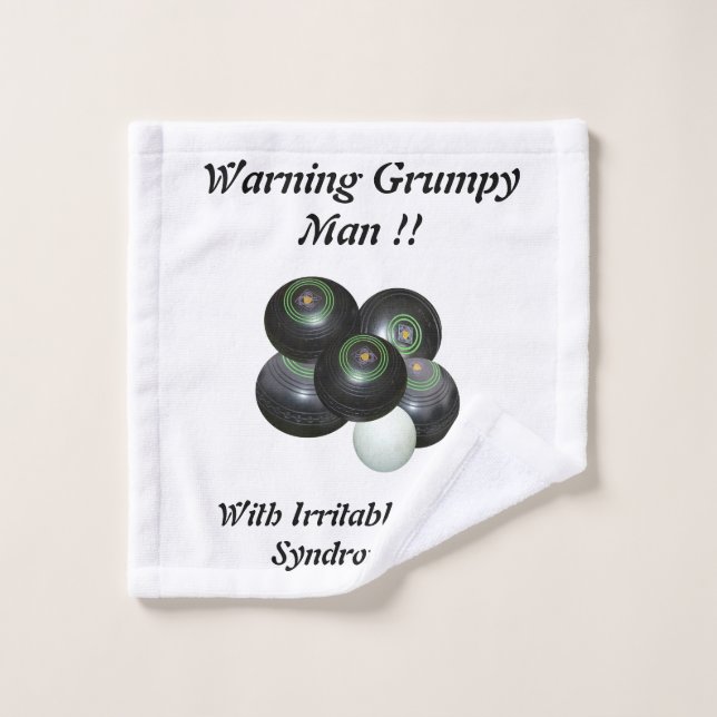 Funny Grumpy Man At Lawn Bowls Design,   Wash Cloth (Wash Cloth)