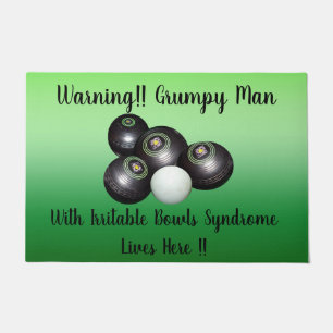 Funny Grumpy Man Lawn Bowls Design, Doormat