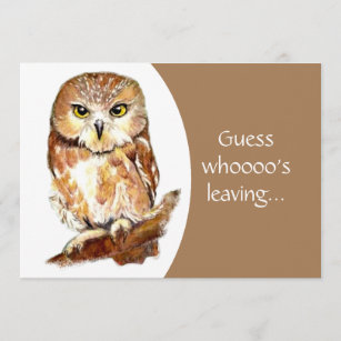 Funny Grumpy Owl Farewell Party Invitation