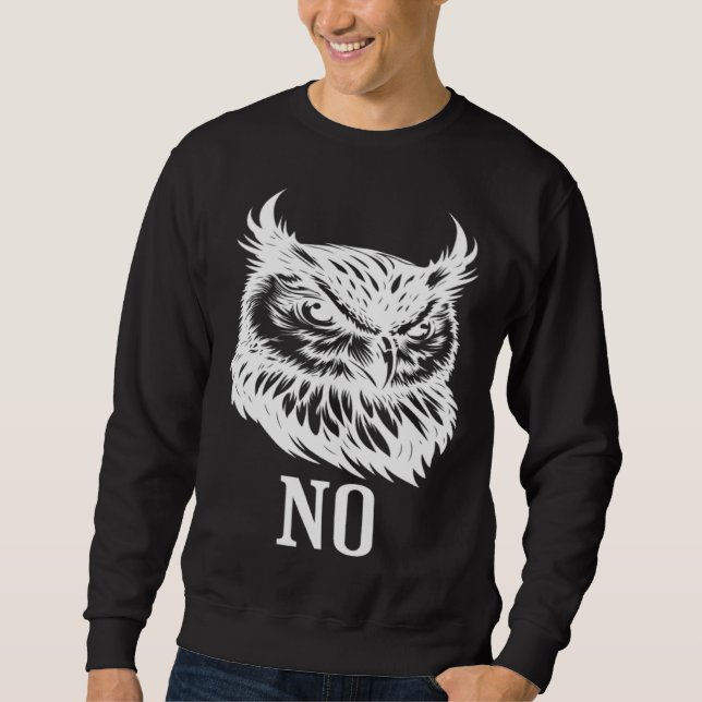 Funny Grumpy Owl No For Teenagers Sweatshirt (Front)