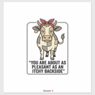 Funny Grumpy Patchwork Cow Vintage T-Shirt Design_