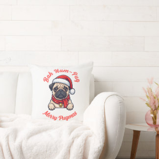 Funny Grumpy Pug Merry Christmas Gift Dog Lover Cushion