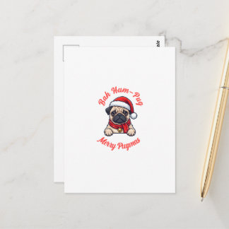 Funny Grumpy Pug Merry Christmas Gift Dog Lover Postcard