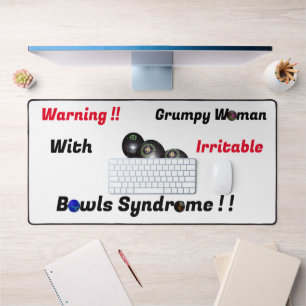 Funny Grumpy Woman Lawn Bowler, Desk Mat