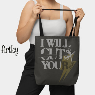 Funny Grunge Hair Stylist Dresser Scissors Black Tote Bag
