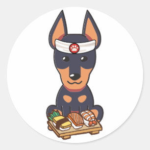 Funny guard dog is a sushi chef classic round sticker