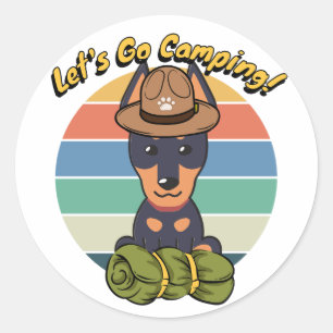 Funny Guard dog wants to go camping Classic Round Sticker