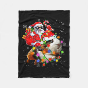 Funny Guinea G Christmas Santa Hat Xmas Lights Fleece Blanket