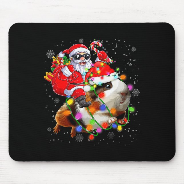 Funny Guinea G Christmas Santa Hat Xmas Lights  Mouse Pad (Front)