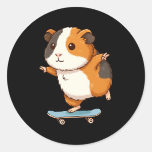 Funny Guinea G Skater Skateboard Ballerina Zoo Boy Classic Round Sticker