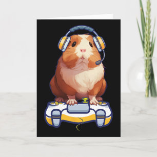 Funny Guinea Pig And Video Gamer Lover Fluffy Cavy Card