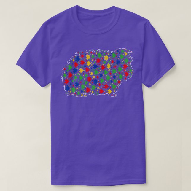Funny Guinea pig Animals Puzzle Pieces Autism Awar T-Shirt (Design Front)