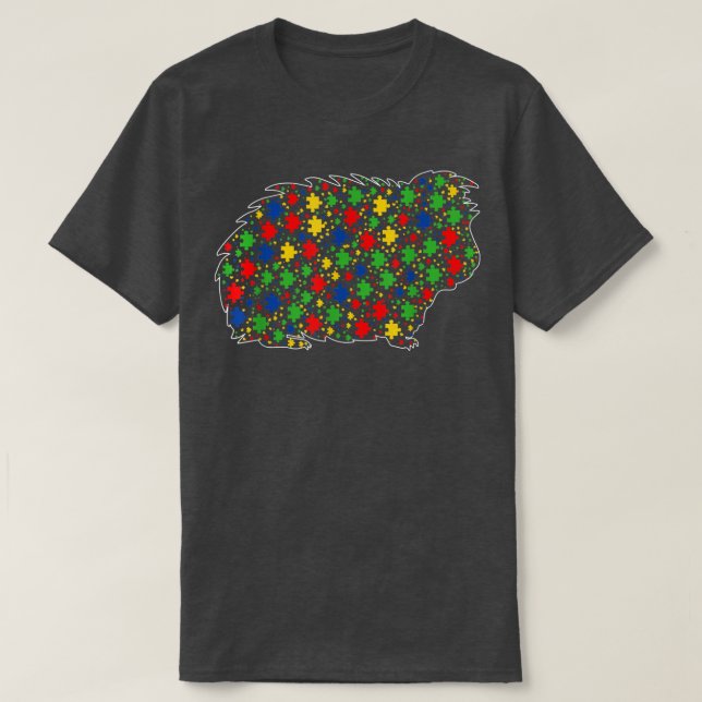 Funny Guinea pig Animals Puzzle Pieces Autism Awar T-Shirt (Design Front)