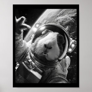 Funny Guinea Pig Astronaut Space Selfie Cosmic Rod Poster