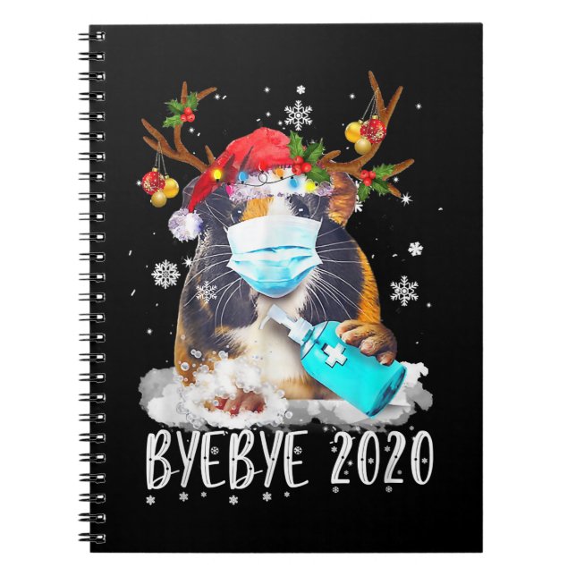 Funny Guinea Pig Christmas Face Mask Bye Bye 2020 Notebook (Front)