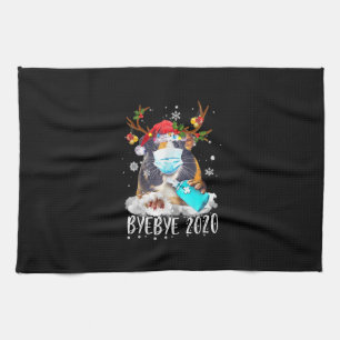 Funny Guinea Pig Christmas Face Mask Bye Bye 2020 Tea Towel