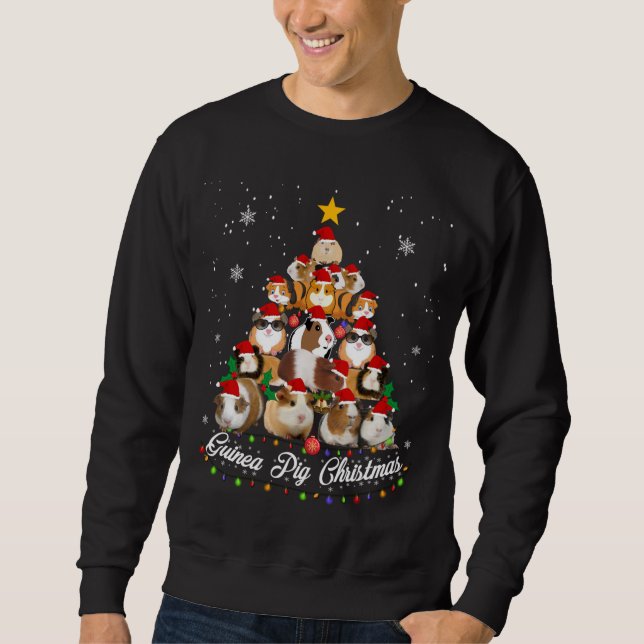 Funny Guinea Pig Christmas Lights Tree Ornament De Sweatshirt (Front)