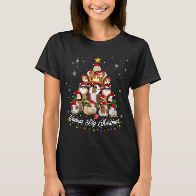 Funny Guinea Pig Christmas Lights Tree Ornament De T-Shirt (Front)