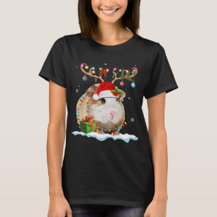 Funny Guinea Pig Christmas Reindeer Christmas Ligh T-Shirt