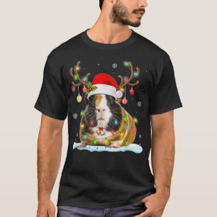 Funny Guinea Pig Christmas Reindeer Christmas Ligh T-Shirt