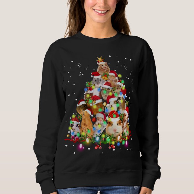 Funny Guinea Pig Christmas Tree Ornament Decor Sweatshirt (Front)