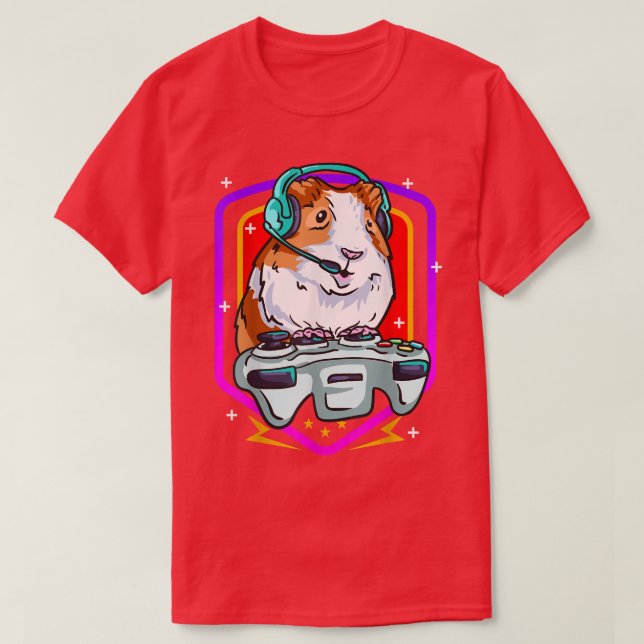 Funny Guinea Pig Gaming Gamer Hamster Furry Potato T-Shirt (Design Front)