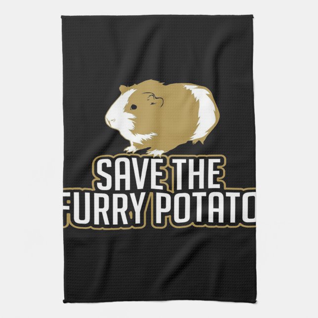 Funny Guinea Pig Lovers | Save The Furry Potato Tea Towel (Vertical)