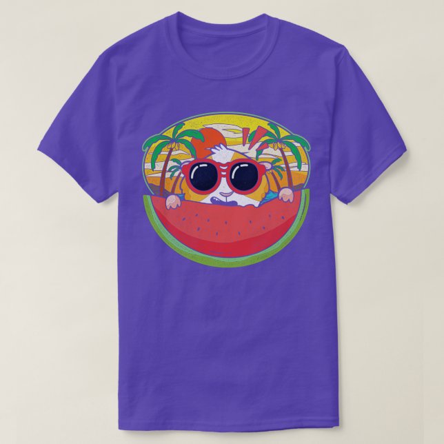 Funny Guinea Pig Melon Sunglasses Exotic Sunset Su T-Shirt (Design Front)