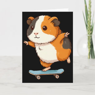 Funny Guinea Pig Skater Skateboard Ballerina Zoo B Card