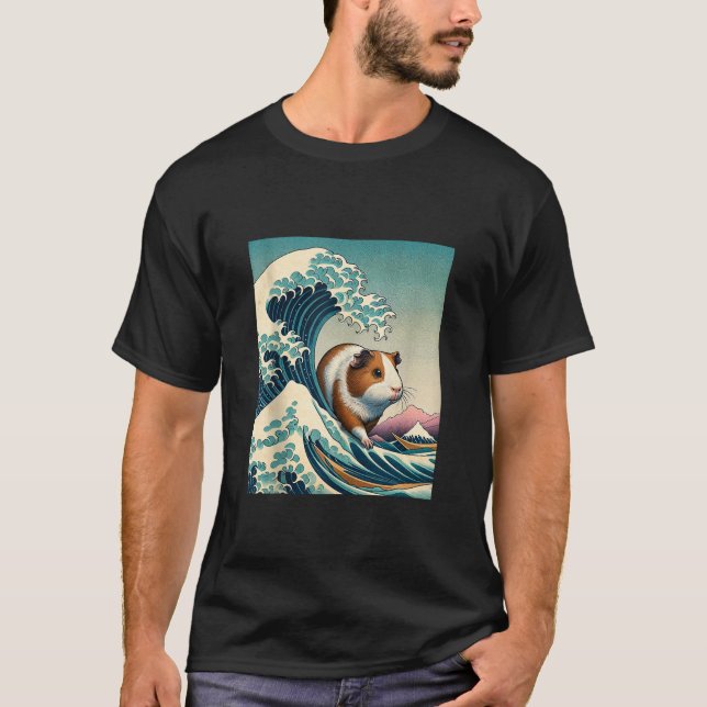 Funny Guinea Pig The Great Wave Off Kanagawa Japan T-Shirt (Front)