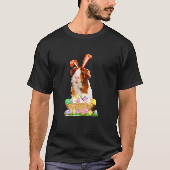 Funny Guinea Pig With Cute Bunny Ears Easter Day E T-Shirt (Front)