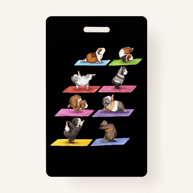 Funny Guinea Pig Yoga ID Badge (Front)