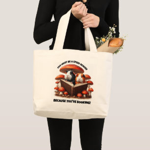 Funny Guinea Pigs Reading Under Red Mushrooms Large Tote Bag