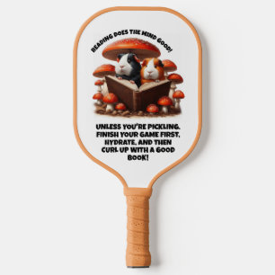 Funny Guinea Pigs Reading Under Red Mushrooms Pickleball Paddle