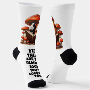 Funny Guinea Pigs Reading Under Red Mushrooms Socks