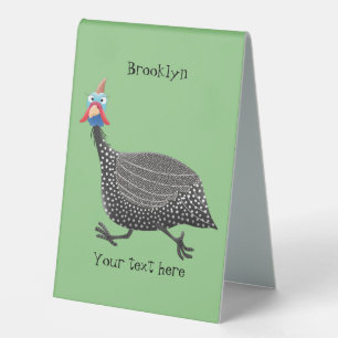 Funny Guineafowl bird cartoon illustration 