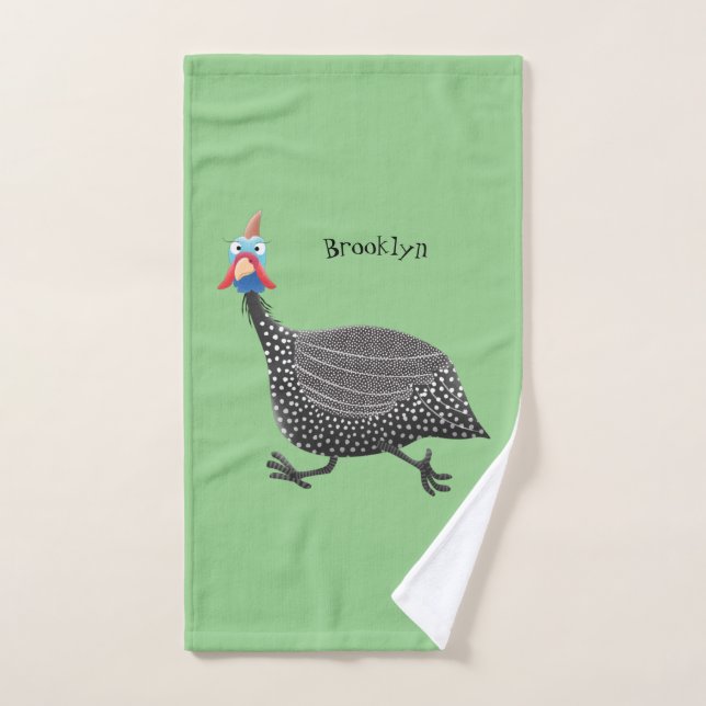 Funny Guineafowl bird cartoon illustration Bath Towel Set (Hand Towel)
