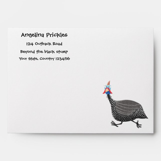 Funny Guineafowl bird cartoon illustration Envelope (Front)