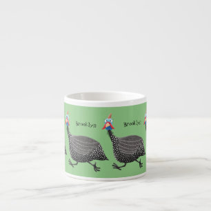 Funny Guineafowl bird cartoon illustration Espresso Cup