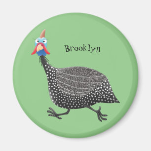 Funny Guineafowl bird cartoon illustration Magnet